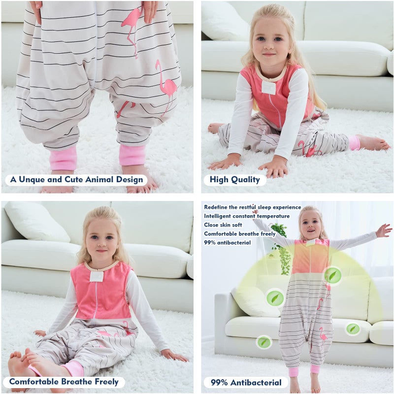 MICHLEY Toddler Sleeping Sack with Feet Newborn Infant Sleeveless Sleeping Bag 2-way Zipper Baby Wearable Blanket for Walkers,Pink Bird,1-3T - Image 4